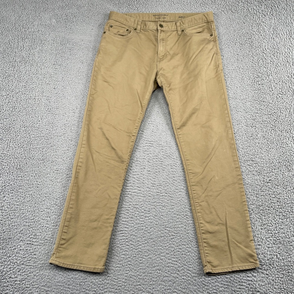 Banana Republic Jeans Mens 33x30 Khaki Travel Jean Slim Fit Workwear Stretch